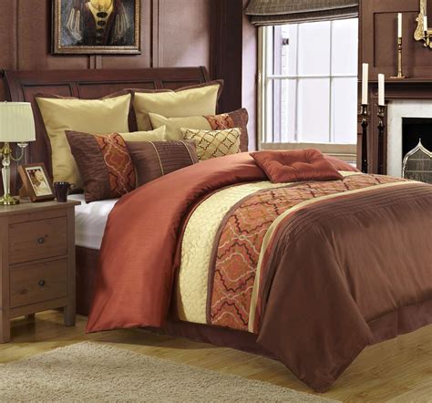 orange queen bedding set|orange and brown comforter sets.